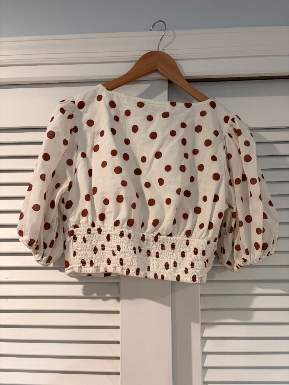 Abercrombie & Fitch Tie-Front Puff Sleeve Top - Size M - 100% Cotton - Picture 5 of 7